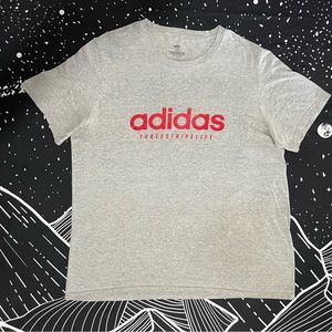 Adidas Men’s Grey Graphic T-Shirt Short Sleeve 3 Stripes Red Size Large